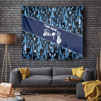 Custom Blue Wine Camo Pattern Golf Tapestry with Blue Golf Club Pattern Cart and Ball Graphic - Wonder Print Shop