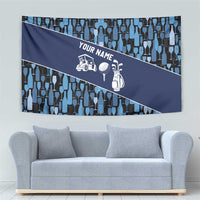 Custom Blue Wine Camo Pattern Golf Tapestry with Blue Golf Club Pattern Cart and Ball Graphic - Wonder Print Shop