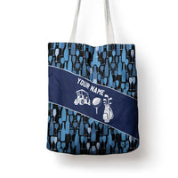 Custom Blue Wine Camo Pattern Golf Tote Bag with Blue Golf Club Pattern Cart and Ball Graphic - Wonder Print Shop