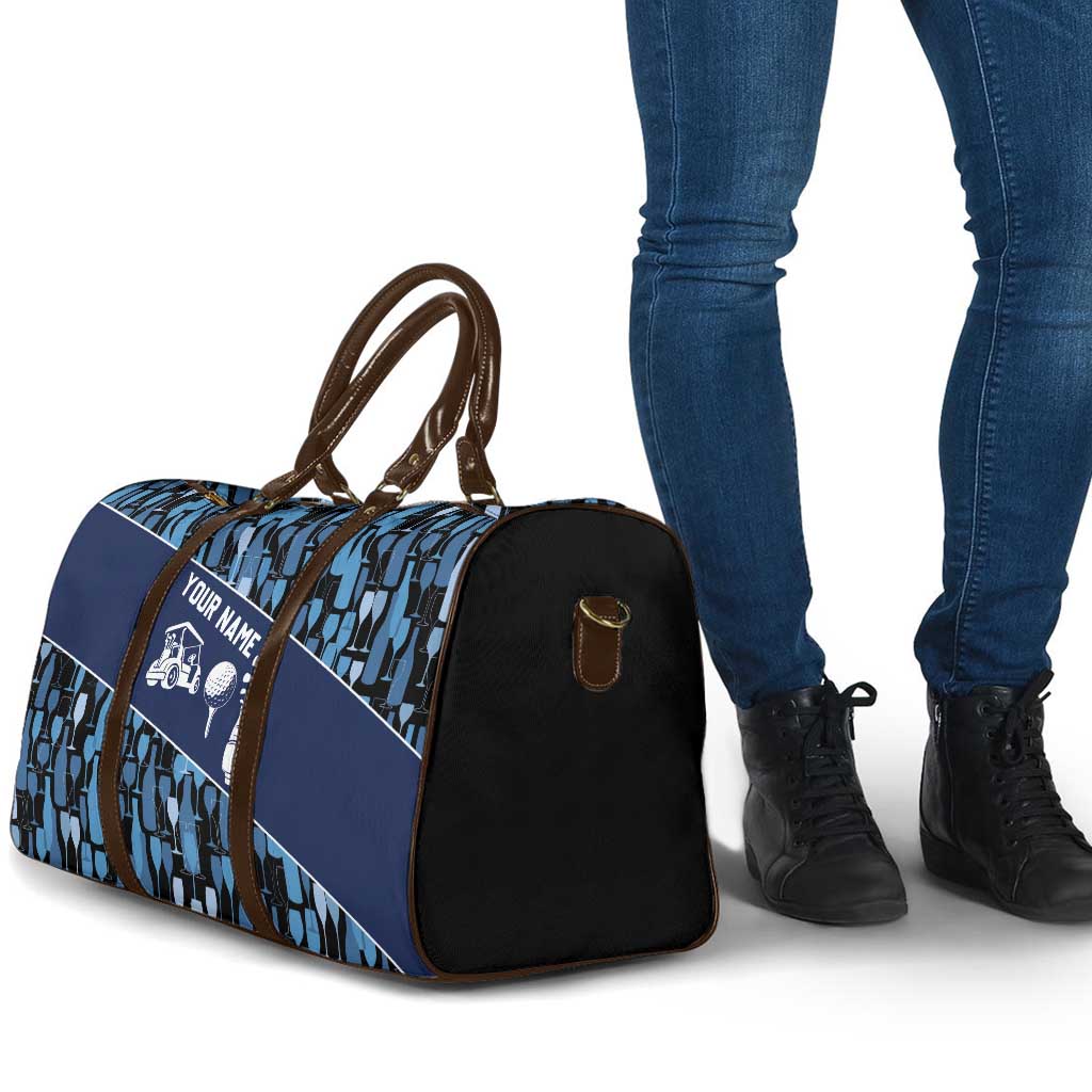 Custom Blue Wine Camo Pattern Golf Travel Bag with Blue Golf Club Pattern Cart and Ball Graphic - Wonder Print Shop