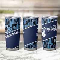 Custom Blue Wine Camo Pattern Golf Tumbler Cup with Blue Golf Club Pattern Cart and Ball Graphic - Wonder Print Shop