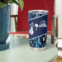 Custom Blue Wine Camo Pattern Golf Tumbler Cup with Blue Golf Club Pattern Cart and Ball Graphic - Wonder Print Shop