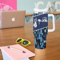 Custom Blue Wine Camo Pattern Golf Tumbler With Handle with Blue Golf Club Pattern Cart and Ball Graphic - Wonder Print Shop
