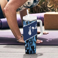 Custom Blue Wine Camo Pattern Golf Tumbler With Handle with Blue Golf Club Pattern Cart and Ball Graphic - Wonder Print Shop