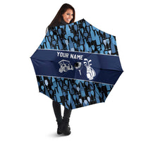 Custom Blue Wine Camo Pattern Golf Umbrella with Blue Golf Club Pattern Cart and Ball Graphic - Wonder Print Shop