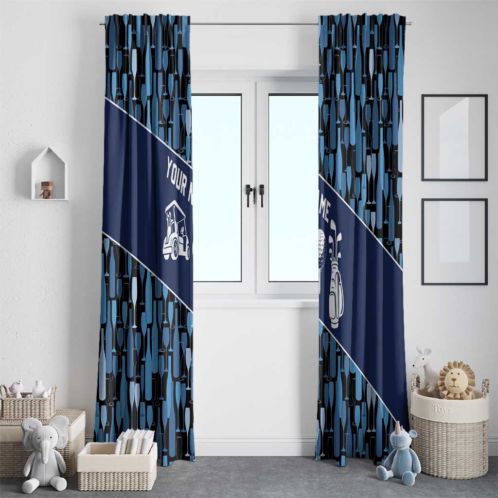 Custom Blue Wine Camo Pattern Golf Window Curtain with Blue Golf Club Pattern Cart and Ball Graphic - Wonder Print Shop