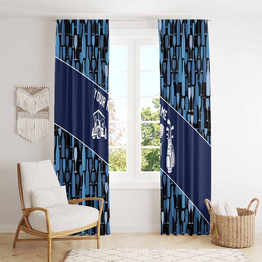 Custom Blue Wine Camo Pattern Golf Window Curtain with Blue Golf Club Pattern Cart and Ball Graphic - Wonder Print Shop