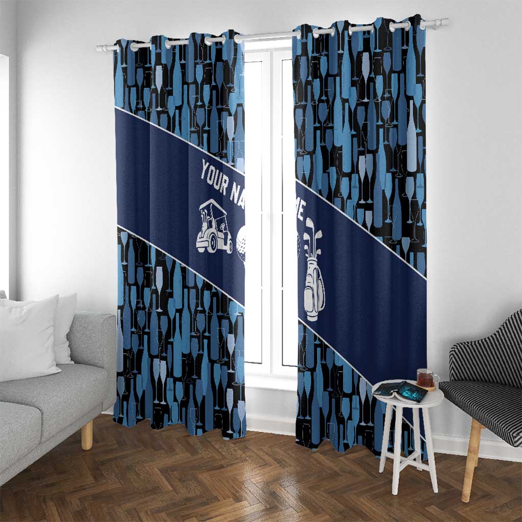 Custom Blue Wine Camo Pattern Golf Window Curtain with Blue Golf Club Pattern Cart and Ball Graphic - Wonder Print Shop
