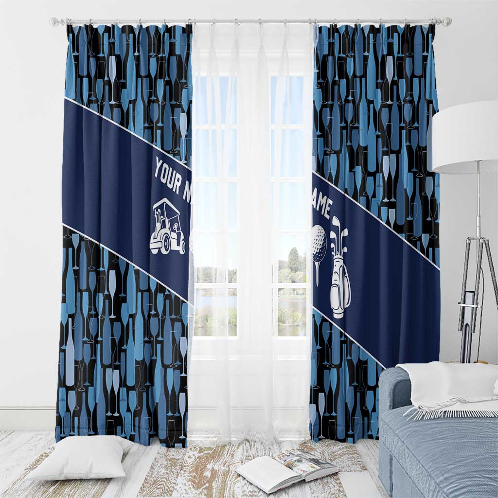Custom Blue Wine Camo Pattern Golf Window Curtain with Blue Golf Club Pattern Cart and Ball Graphic - Wonder Print Shop
