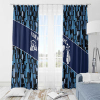 Custom Blue Wine Camo Pattern Golf Window Curtain with Blue Golf Club Pattern Cart and Ball Graphic - Wonder Print Shop