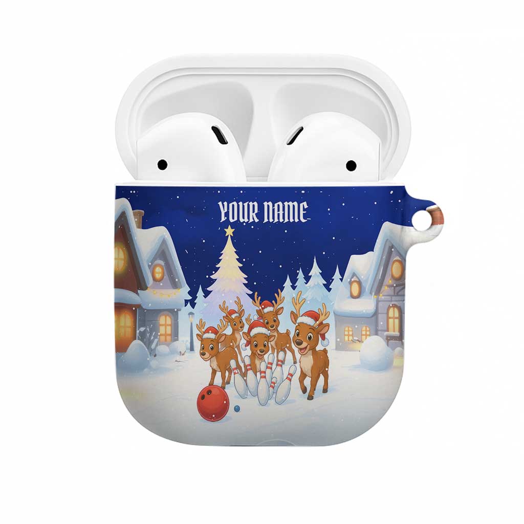 Funny Christmas Reindeer Bowling Custom AirPods Case with Reindeer Snow Scene - Wonder Print Shop
