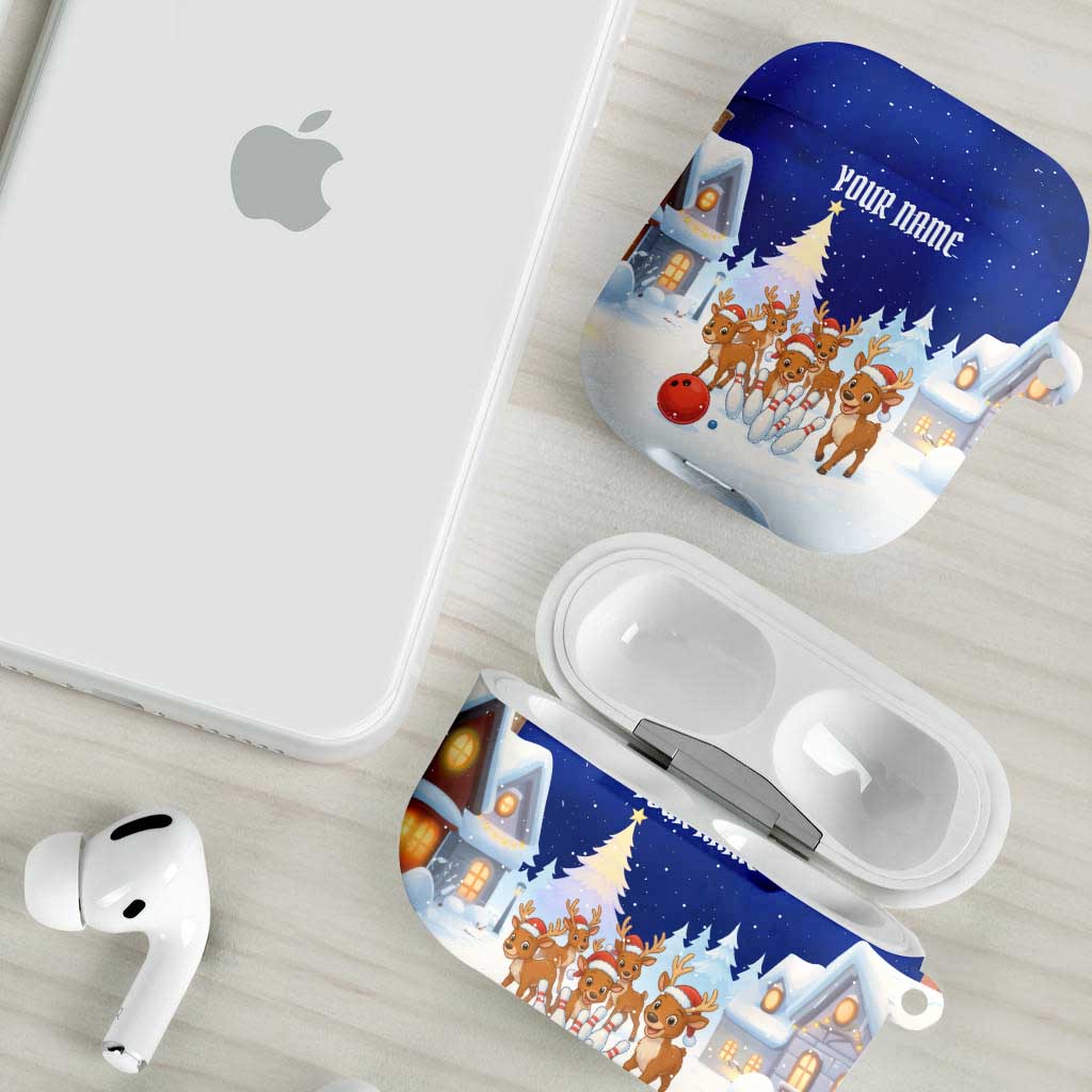 Funny Christmas Reindeer Bowling Custom AirPods Case with Reindeer Snow Scene - Wonder Print Shop