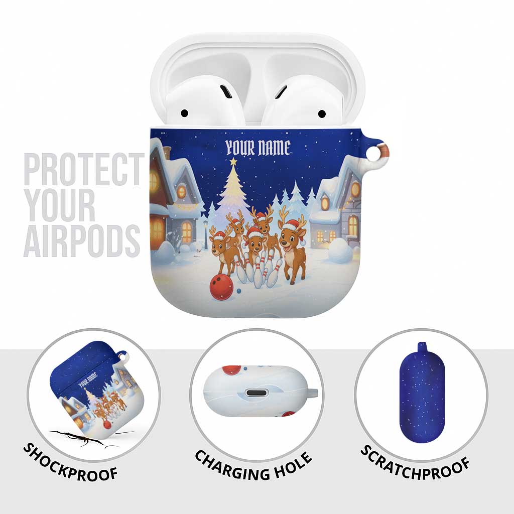 Funny Christmas Reindeer Bowling Custom AirPods Case with Reindeer Snow Scene - Wonder Print Shop