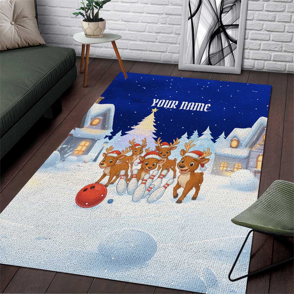 Funny Christmas Reindeer Bowling Custom Area Rug with Reindeer Snow Scene - Wonder Print Shop
