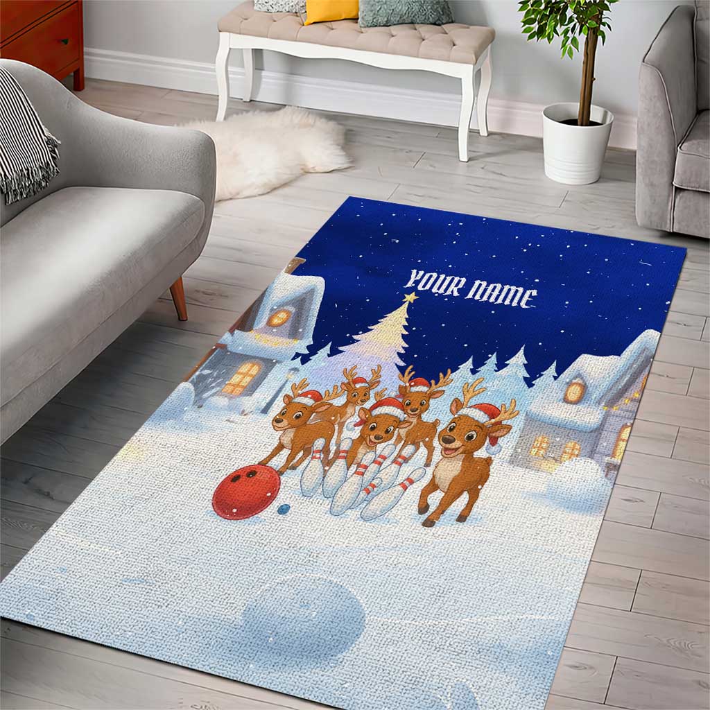 Funny Christmas Reindeer Bowling Custom Area Rug with Reindeer Snow Scene - Wonder Print Shop