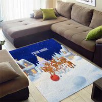 Funny Christmas Reindeer Bowling Custom Area Rug with Reindeer Snow Scene - Wonder Print Shop