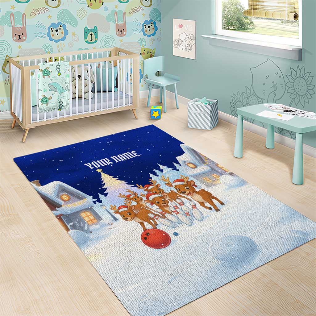 Funny Christmas Reindeer Bowling Custom Area Rug with Reindeer Snow Scene - Wonder Print Shop
