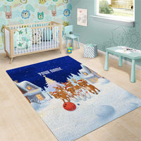 Funny Christmas Reindeer Bowling Custom Area Rug with Reindeer Snow Scene - Wonder Print Shop