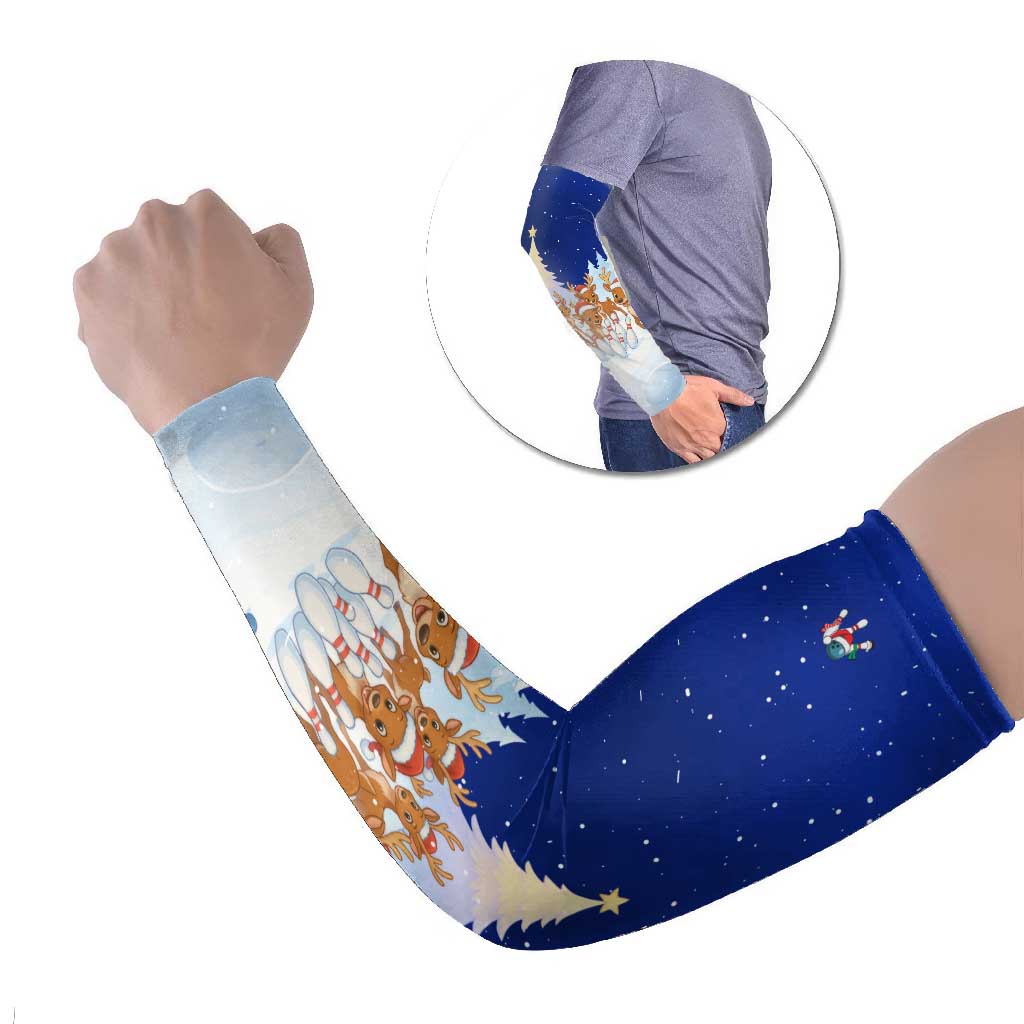 Funny Christmas Reindeer Bowling Custom Arm Sleeves with Reindeer Snow Scene - Wonder Print Shop
