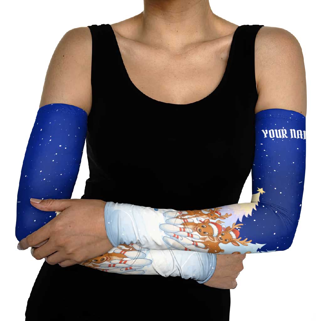 Funny Christmas Reindeer Bowling Custom Arm Sleeves with Reindeer Snow Scene - Wonder Print Shop