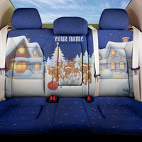 Funny Christmas Reindeer Bowling Custom Back Car Seat Cover with Reindeer Snow Scene - Wonder Print Shop