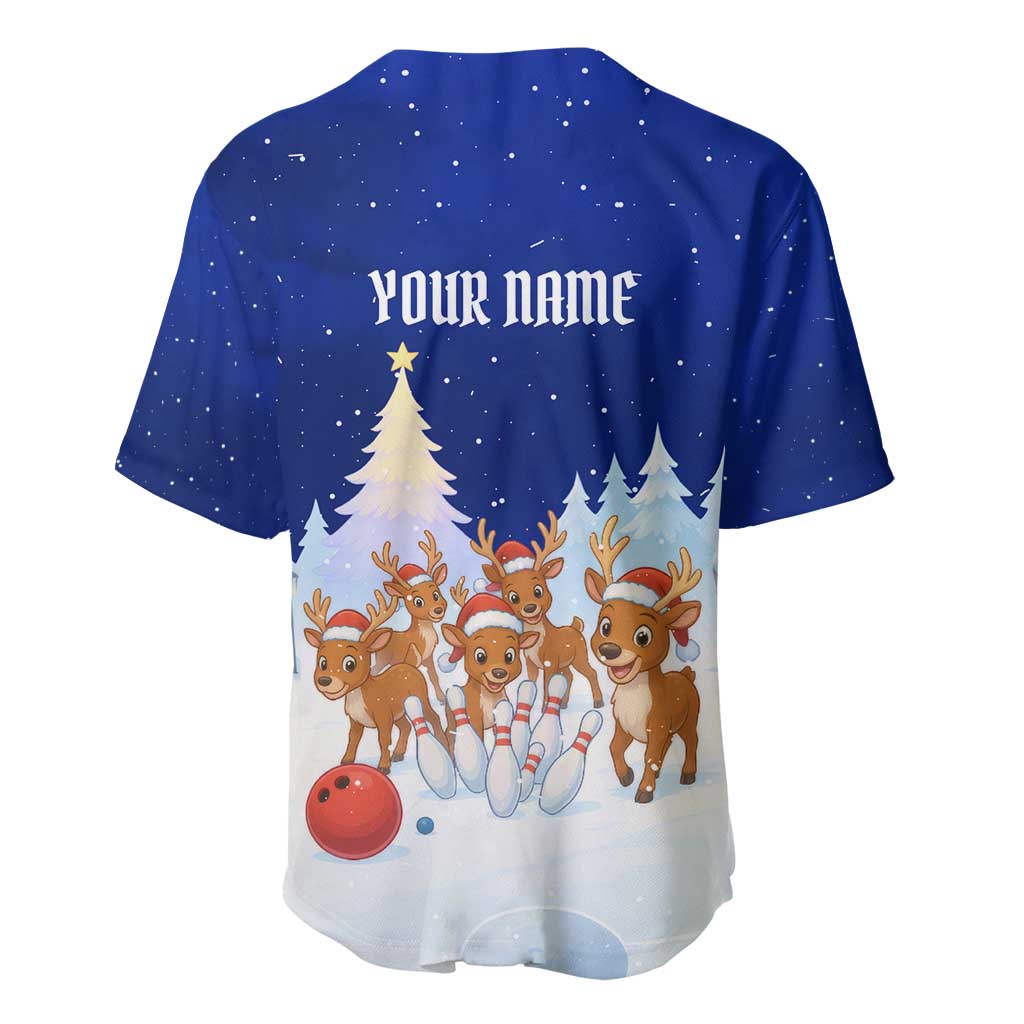 Funny Christmas Reindeer Bowling Custom Baseball Jersey with Reindeer Snow Scene - Wonder Print Shop