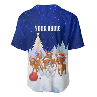 Funny Christmas Reindeer Bowling Custom Baseball Jersey with Reindeer Snow Scene - Wonder Print Shop