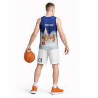 Funny Christmas Reindeer Bowling Custom Basketball Jersey with Reindeer Snow Scene - Wonder Print Shop