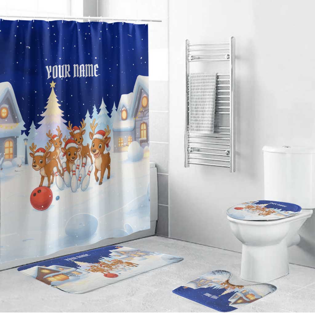 Funny Christmas Reindeer Bowling Custom Bathroom Set with Reindeer Snow Scene - Wonder Print Shop
