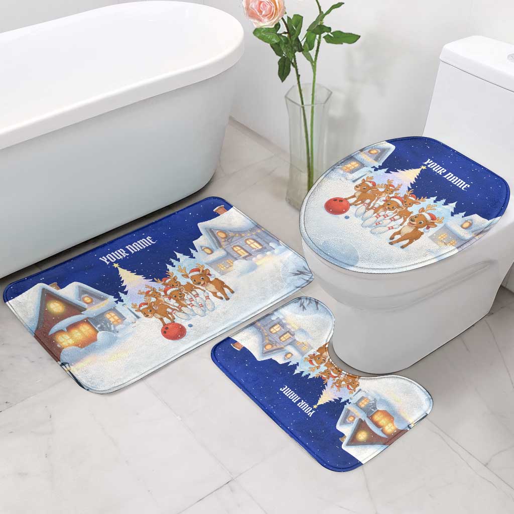 Funny Christmas Reindeer Bowling Custom Bathroom Set with Reindeer Snow Scene - Wonder Print Shop
