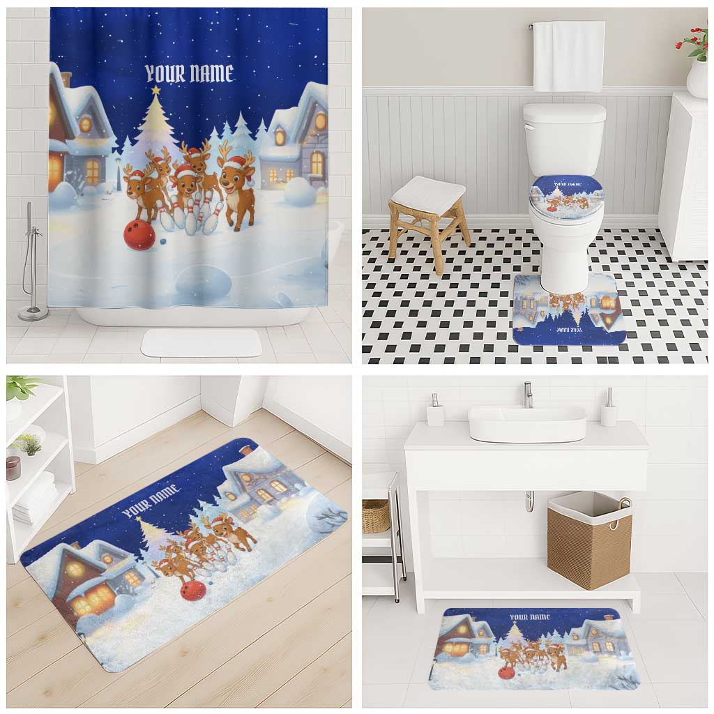 Funny Christmas Reindeer Bowling Custom Bathroom Set with Reindeer Snow Scene - Wonder Print Shop