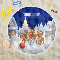 Funny Christmas Reindeer Bowling Custom Beach Blanket with Reindeer Snow Scene - Wonder Print Shop