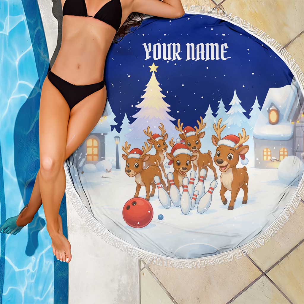 Funny Christmas Reindeer Bowling Custom Beach Blanket with Reindeer Snow Scene - Wonder Print Shop