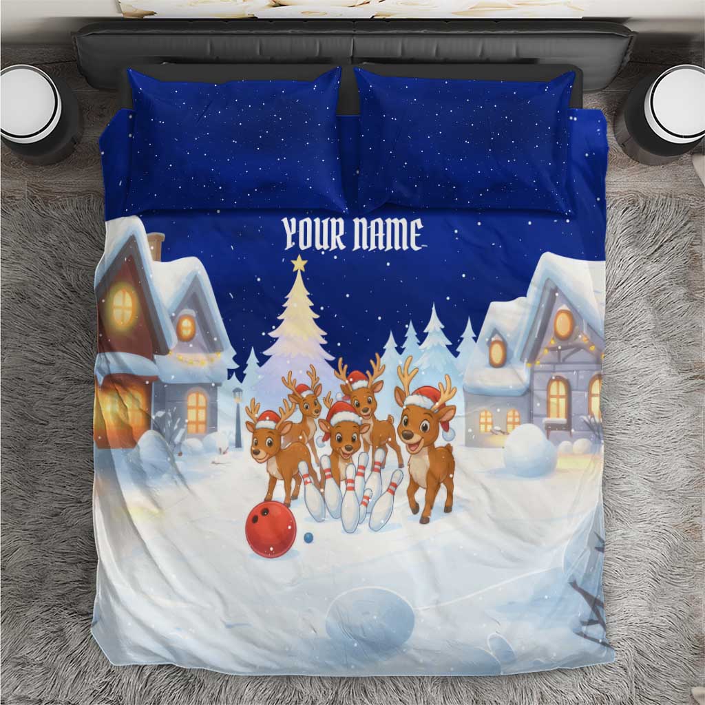 Funny Christmas Reindeer Bowling Custom Bedding Set with Reindeer Snow Scene - Wonder Print Shop