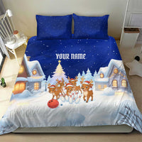 Funny Christmas Reindeer Bowling Custom Bedding Set with Reindeer Snow Scene - Wonder Print Shop