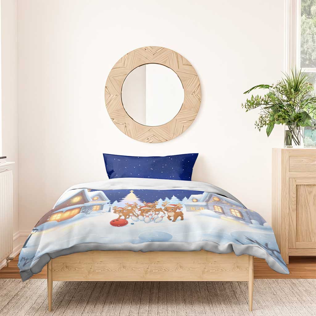 Funny Christmas Reindeer Bowling Custom Bedding Set with Reindeer Snow Scene - Wonder Print Shop