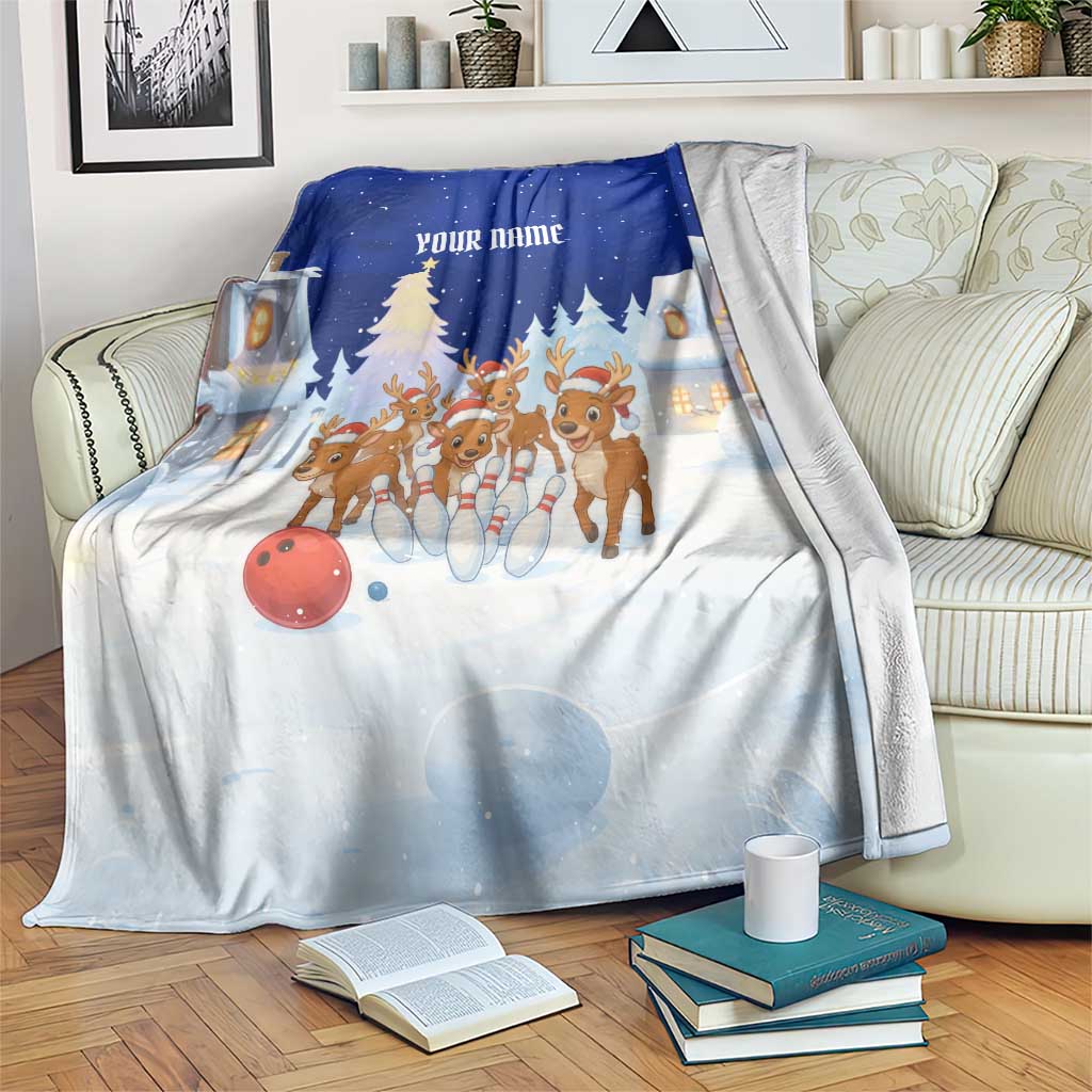 Funny Christmas Reindeer Bowling Custom Blanket with Reindeer Snow Scene - Wonder Print Shop