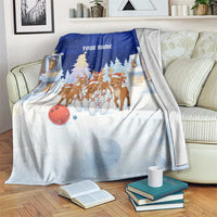 Funny Christmas Reindeer Bowling Custom Blanket with Reindeer Snow Scene - Wonder Print Shop