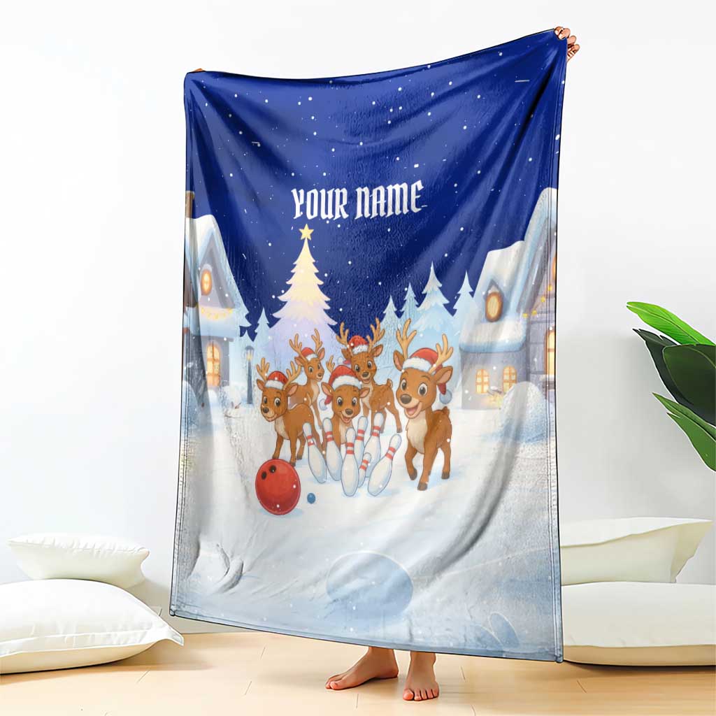 Funny Christmas Reindeer Bowling Custom Blanket with Reindeer Snow Scene - Wonder Print Shop