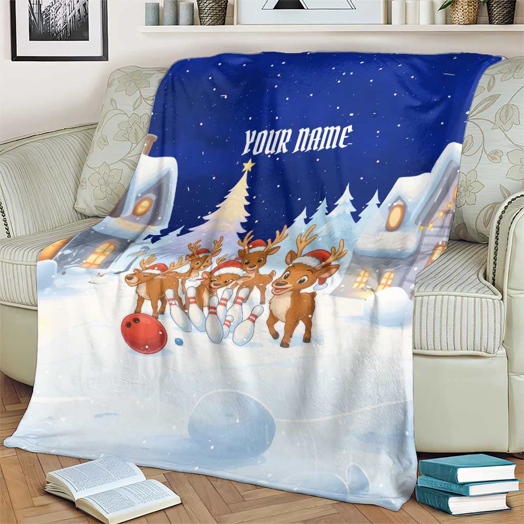 Funny Christmas Reindeer Bowling Custom Blanket with Reindeer Snow Scene - Wonder Print Shop
