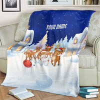 Funny Christmas Reindeer Bowling Custom Blanket with Reindeer Snow Scene - Wonder Print Shop