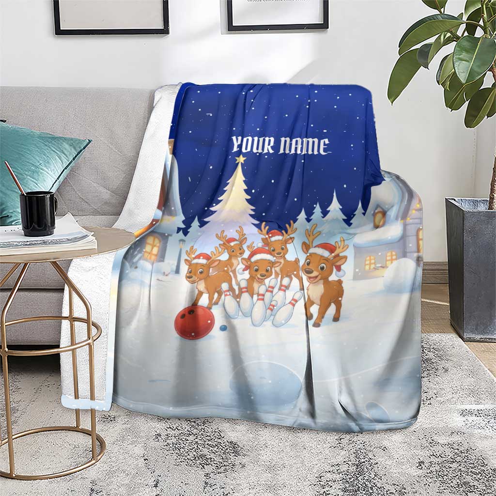 Funny Christmas Reindeer Bowling Custom Blanket with Reindeer Snow Scene - Wonder Print Shop