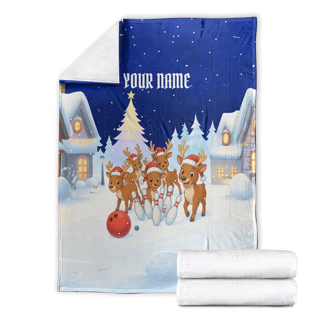 Funny Christmas Reindeer Bowling Custom Blanket with Reindeer Snow Scene - Wonder Print Shop