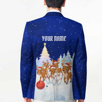 Funny Christmas Reindeer Bowling Custom Blazer with Reindeer Snow Scene - Wonder Print Shop