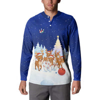 Funny Christmas Reindeer Bowling Custom Button Sweatshirt with Reindeer Snow Scene - Wonder Print Shop