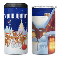 Funny Christmas Reindeer Bowling Custom 4 in 1 Can Cooler Tumbler with Reindeer Snow Scene - Wonder Print Shop