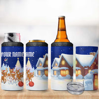 Funny Christmas Reindeer Bowling Custom 4 in 1 Can Cooler Tumbler with Reindeer Snow Scene - Wonder Print Shop