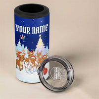 Funny Christmas Reindeer Bowling Custom 4 in 1 Can Cooler Tumbler with Reindeer Snow Scene - Wonder Print Shop