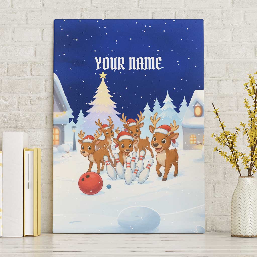 Funny Christmas Reindeer Bowling Custom Canvas Wall Art with Reindeer Snow Scene - Wonder Print Shop