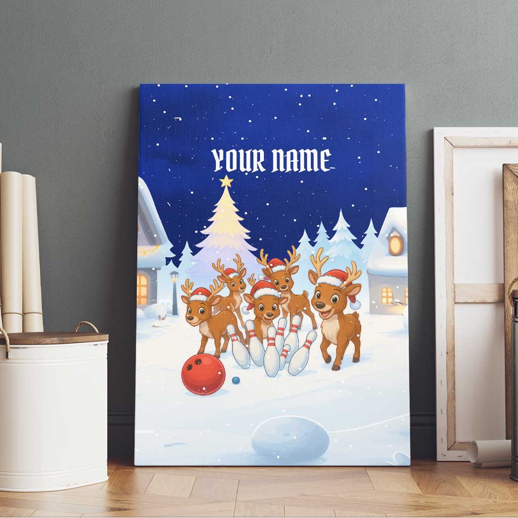 Funny Christmas Reindeer Bowling Custom Canvas Wall Art with Reindeer Snow Scene - Wonder Print Shop
